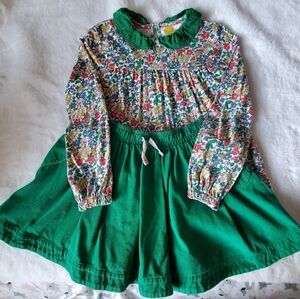 Mini Boden Floral Outfit with Green Collar